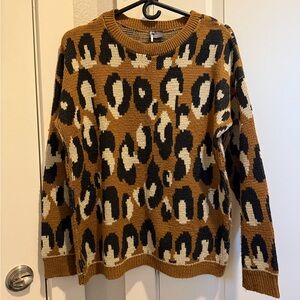 Sparkle & Fade Animal Print Sweater - Brown and Black